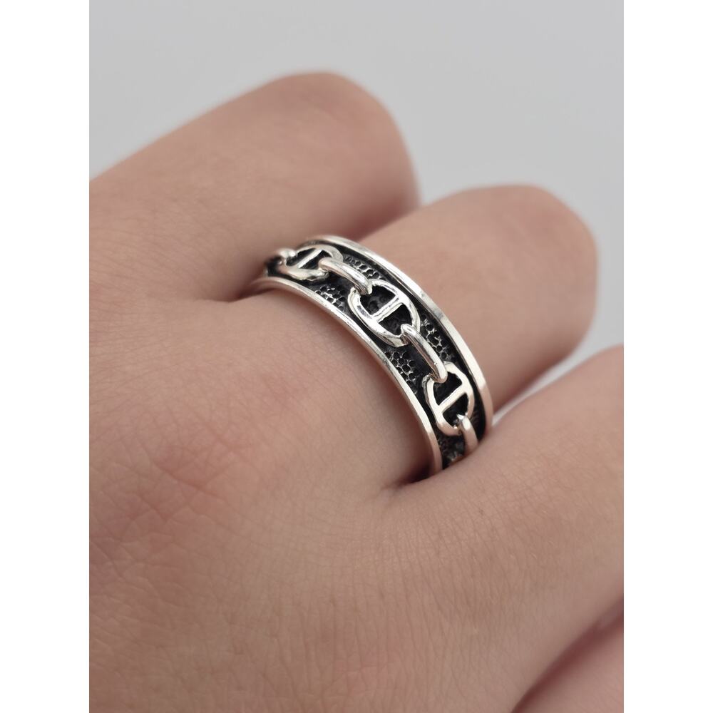 Chain Link 925 Sterling Silver Band Men’s Ring Size 15